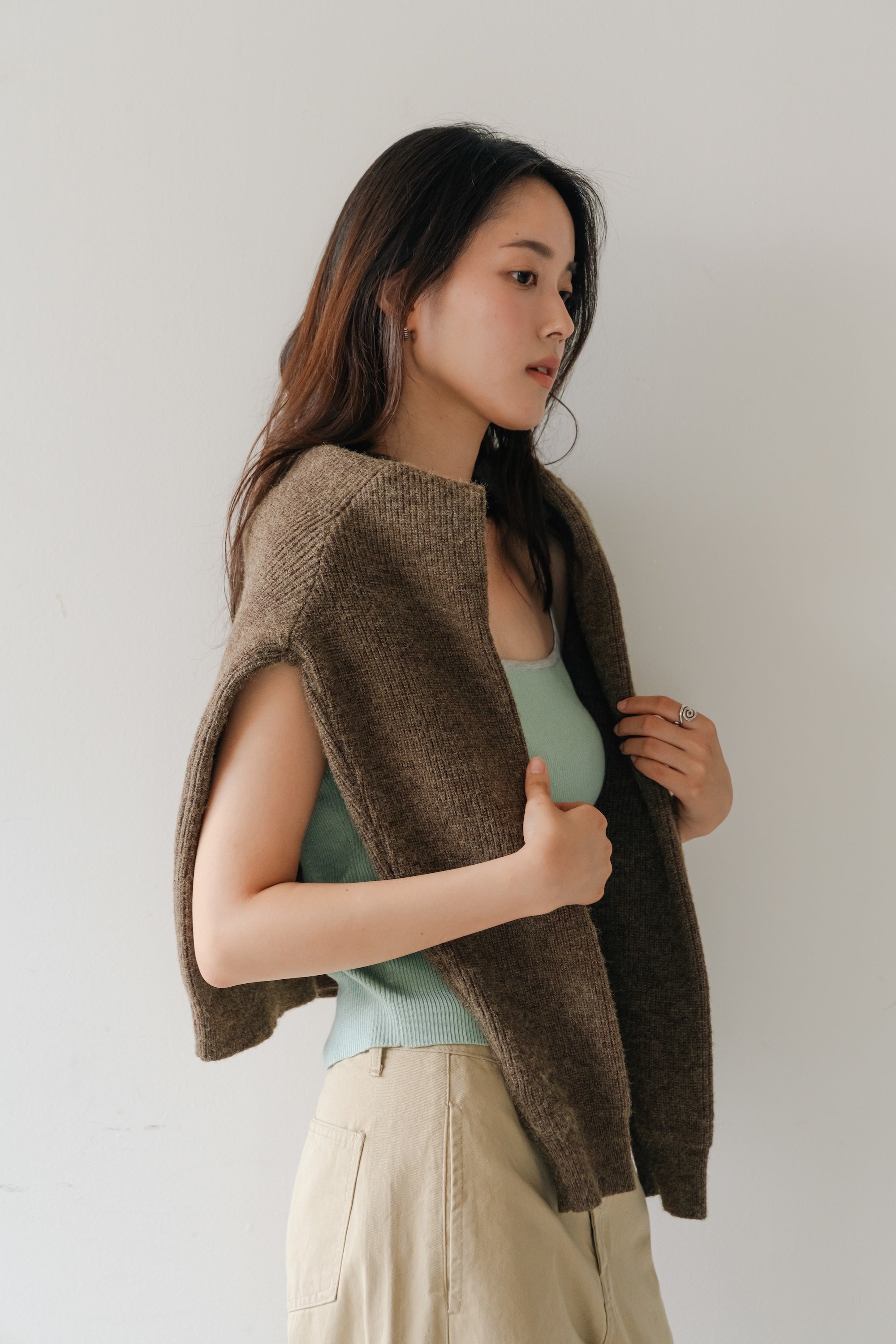 Soft Layered Knit Set-BROWN