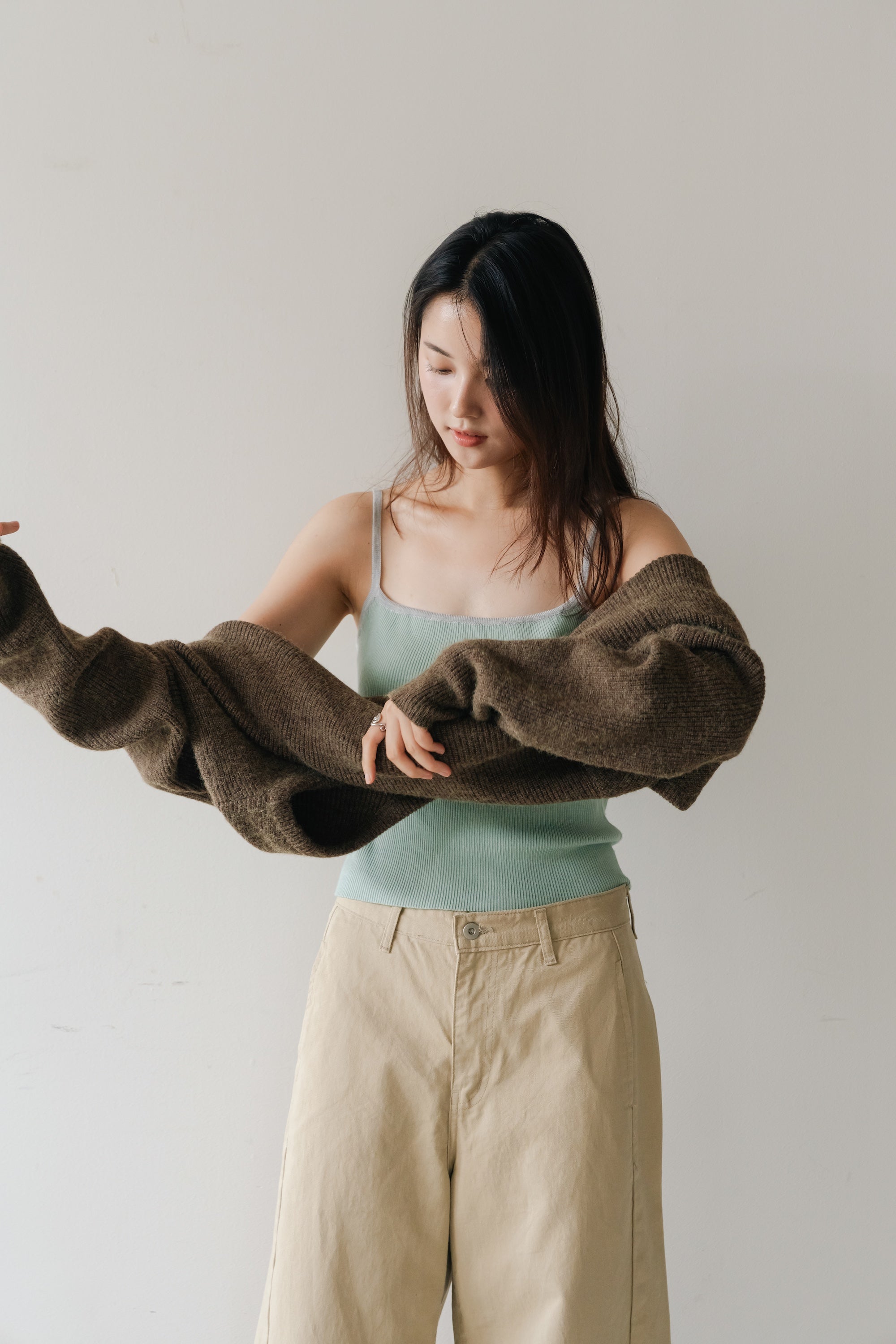 Soft Layered Knit Set-BROWN