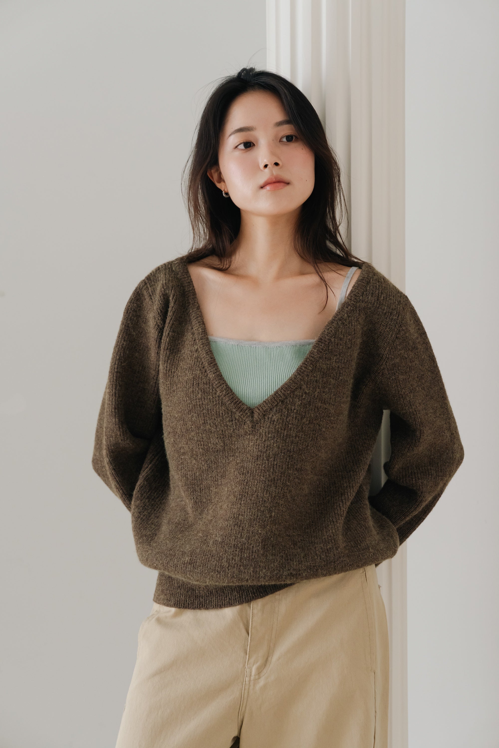 Soft Layered Knit Set-BROWN