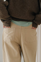 Loose fit straight pants-BEIGE