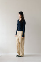 Lace frill hem cardigan-NAVY