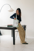 Loose fit straight pants-BEIGE