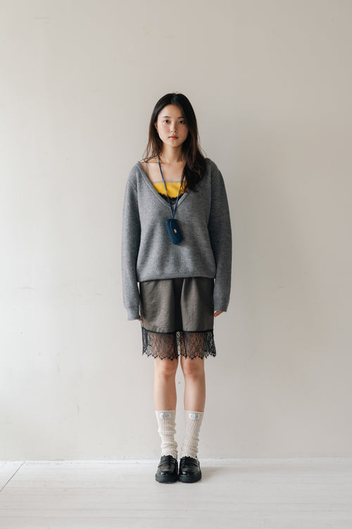 Soft Layered Knit Set-GREY