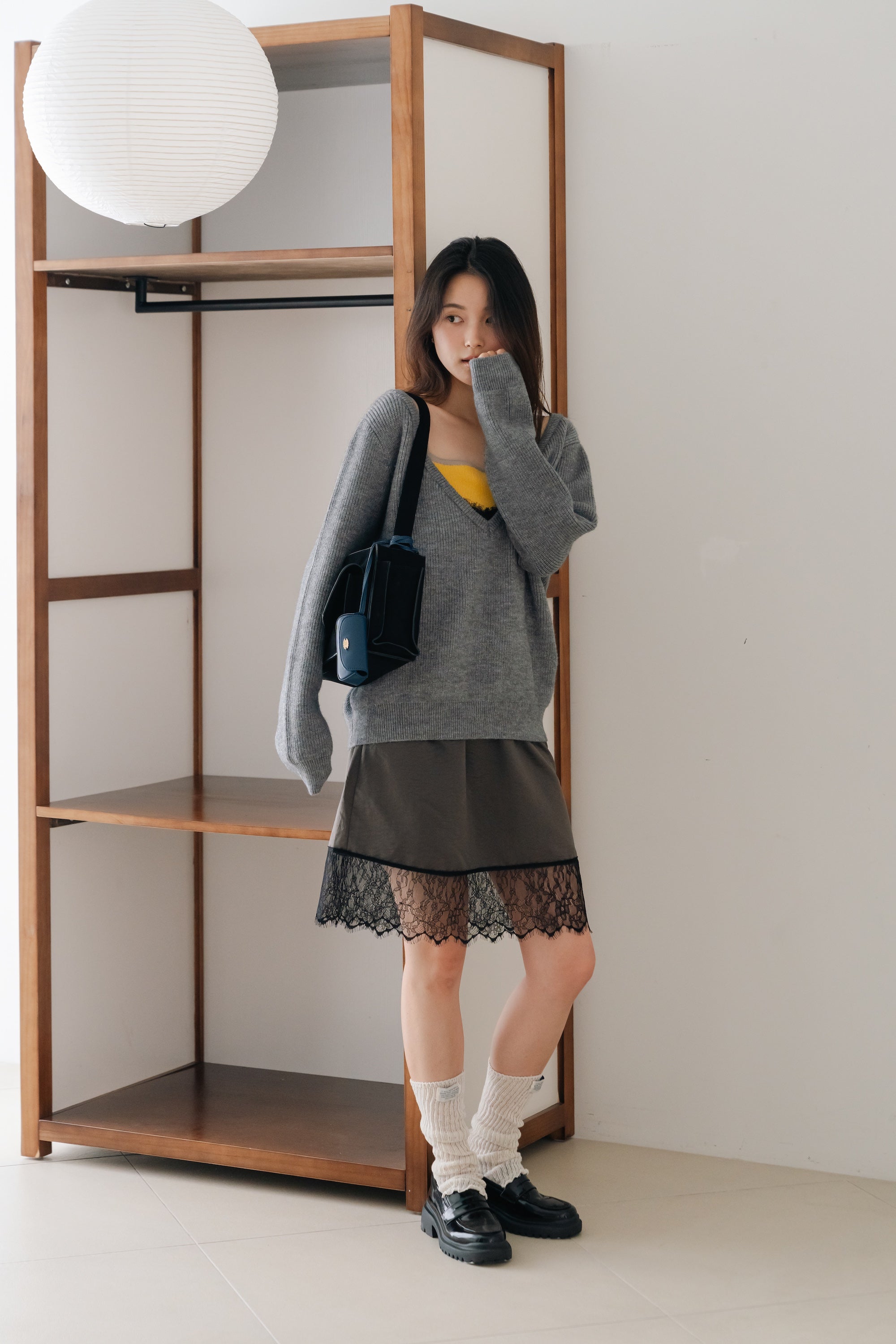 Suede Shoulder Bag-BLACK