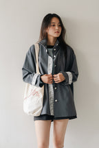 Lace Volume Coat-GREY