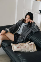 Lace Volume Coat-GREY