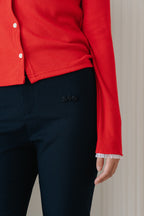 Cropped Slim Pants-NAVY