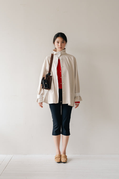 Lace Volume Coat-BEIGE