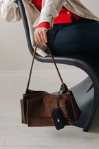 Suede Shoulder Bag-BROWN