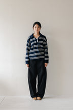 Loose fit straight pants-BLACK