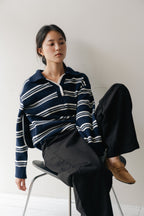 Loose fit straight pants-BLACK
