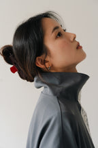 Lace Volume Coat-GREY