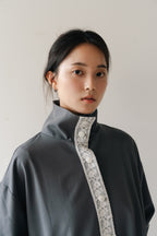 Lace Volume Coat-GREY