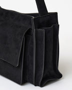 Suede Shoulder Bag-BLACK