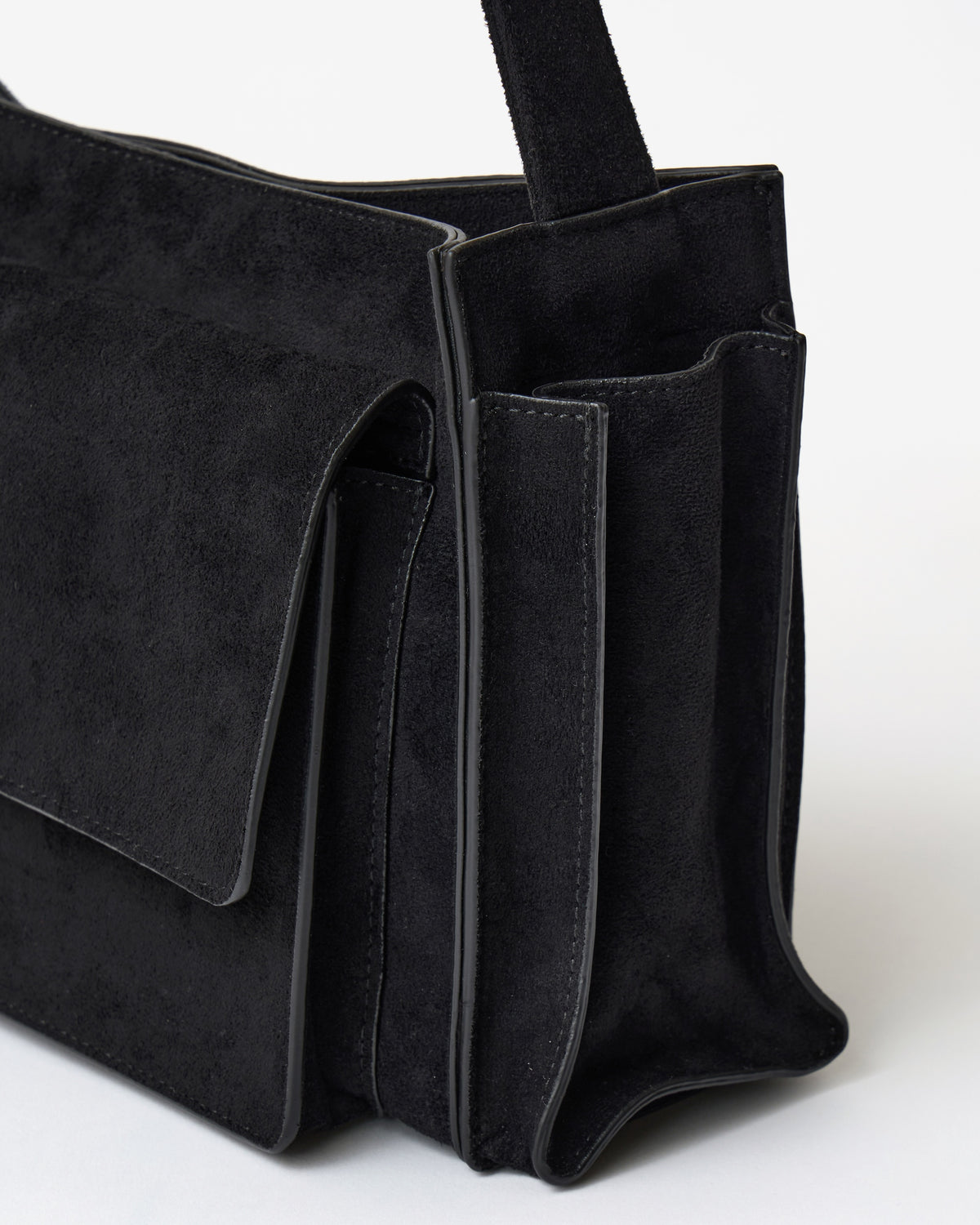 Suede Shoulder Bag-BLACK