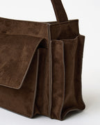 Suede Shoulder Bag-BROWN