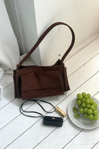 Suede Shoulder Bag-BROWN