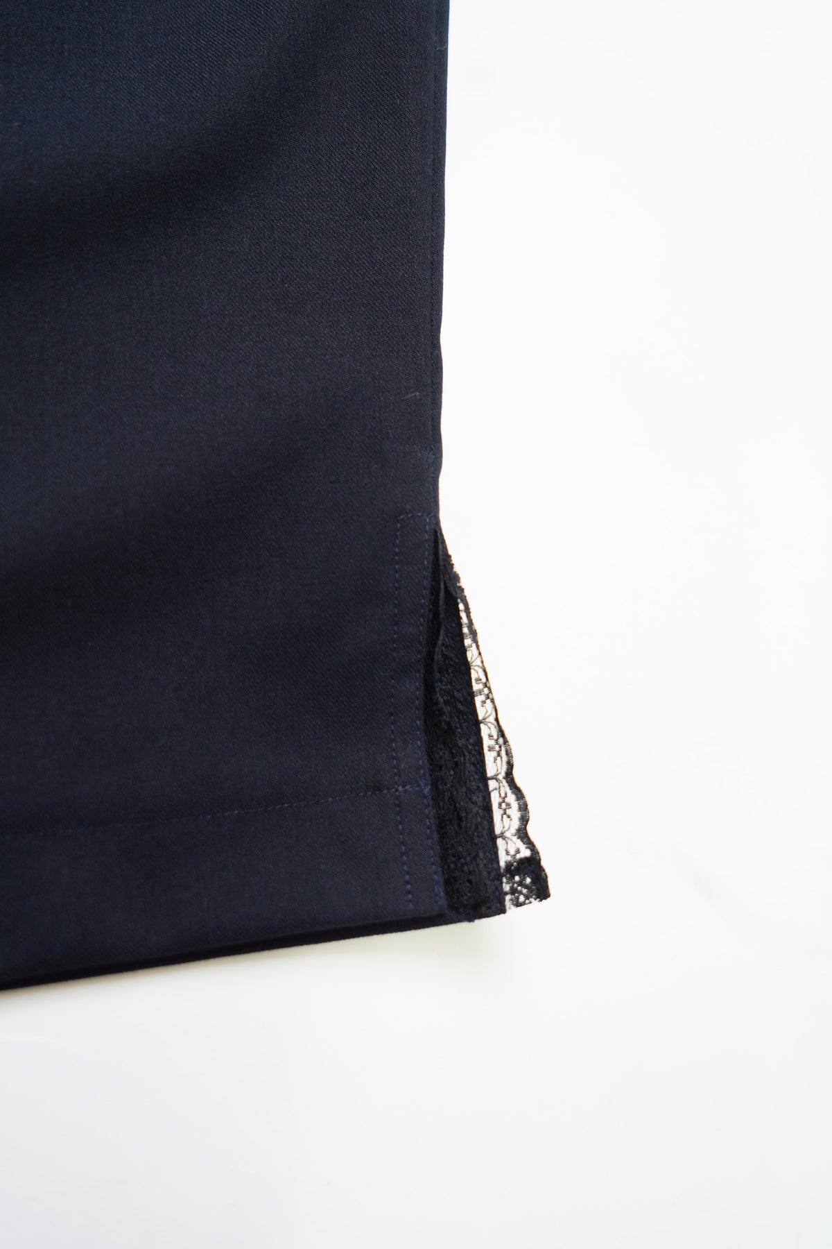 Cropped Slim Pants-NAVY