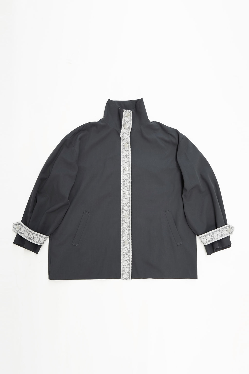 Lace Volume Coat-GREY
