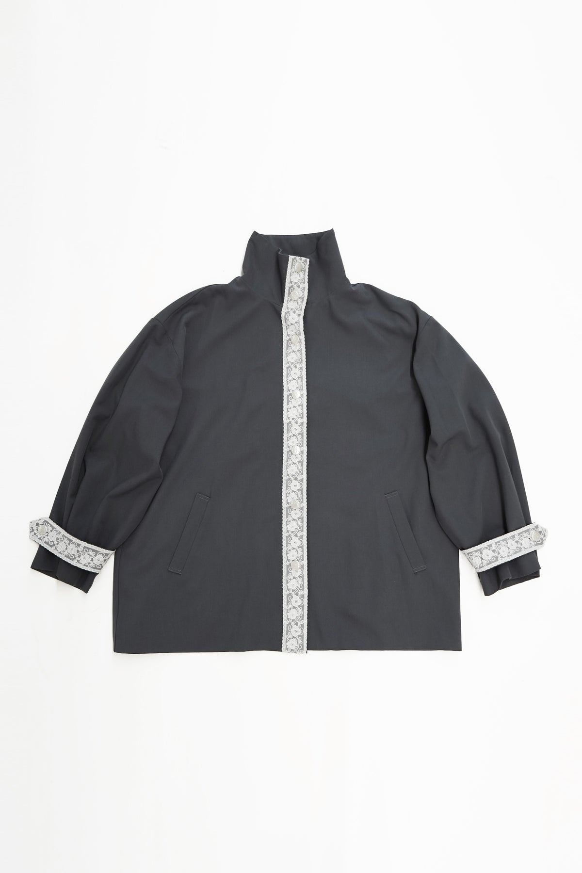 Lace Volume Coat-GREY