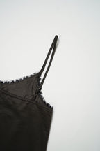 Satin lace cami one piece-CHARCOAL