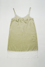 Satin lace cami one piece-MINT